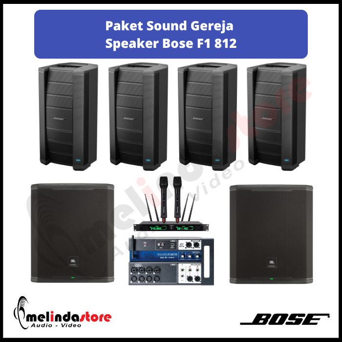 Paket Sound Gereja Speaker Bose F1 812 | 4 Speaker dan Subwoofer JBL